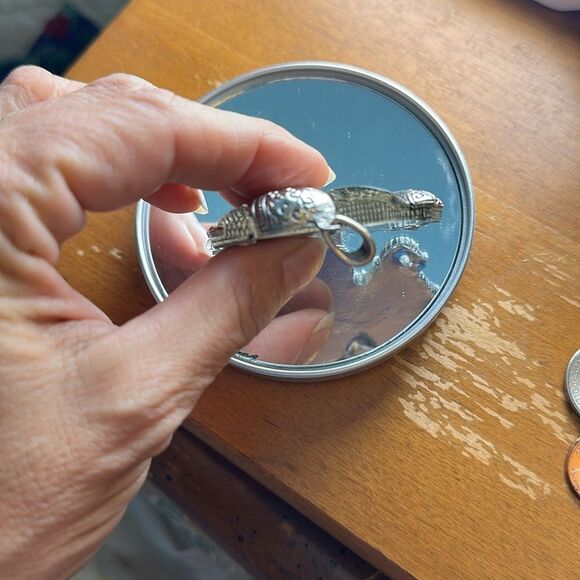 Large Silver Tone & Plastic Elephant Pendant - Picture 4 of 4